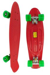 Скейт Longboard Penny 28 красный с зелеными колесами